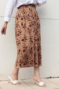 Modalamelif Çiçek Desenli Mira Etek Sütlü Kahve