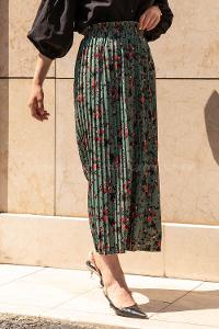 Modalamelif Çiçek Desenli Mira Etek Çağla Yeşili