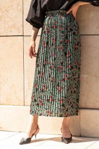 Modalamelif Çiçek Desenli Mira Etek Çağla Yeşili