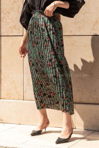 Modalamelif Çiçek Desenli Mira Etek Çağla Yeşili