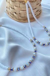 Modalamelif Fimo Beyaz Boncuk Kolye