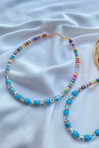 Modalamelif Fimo Çokrenkli Boncuk Kolye