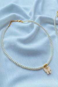 Modalamelif İnci Boncuk Beyaz Kelebek Kolye