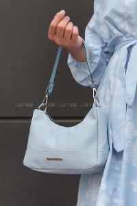 Modalamelif Kadın Saten Metal Detaylı Çanta Bebe Mavi