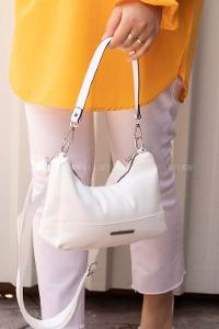 Modalamelif Kadın Saten Metal Detaylı Çanta Beyaz
