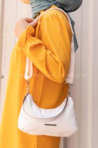 Modalamelif Kadın Saten Metal Detaylı Çanta Beyaz