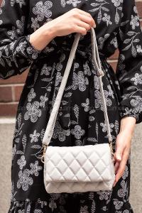 Modalamelif Kapak Kilitli Kapitone Çanta Gri