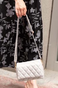 Modalamelif Kapak Kilitli Kapitone Çanta Gri