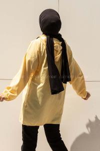 Modalamelif Önü Yarım Fermuarlı Kapüşon Detaylı  Tunik Sarı