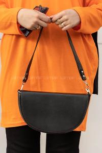 Modalamelif  Yarım Ay - D Model Askılı Ayarlanabilir Omuz Çantası Siyah