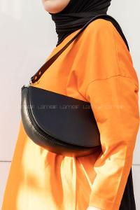 Modalamelif  Yarım Ay - D Model Askılı Ayarlanabilir Omuz Çantası Siyah