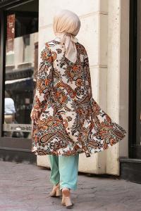 Modalamelif Desenli Kaşkorse Üçlü Pantolon Takım Su Yeşili