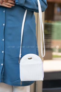 Modalamelif Çok Bölmeli Rose Cüzdan Çanta Çizgi Dokulu Beyaz