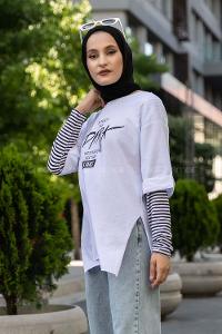 Modalamelif Dark Baskılı T-Shirt Beyaz