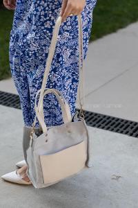 Modalamelif Kadın Garnili Organik Keten Kumaş Çapraz Çanta Pelly Gri