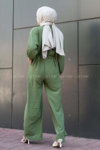 Modalamelif Kapak Cep Modelli Beli Tünel Bağlamalı Slopet Tulum Haki