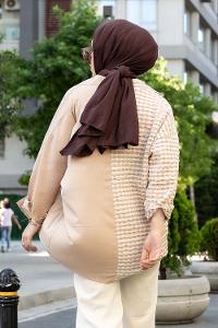 tikare Garnili Krinkıl Gömlek Sütlü Kahve