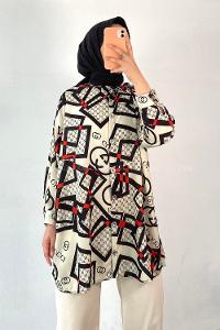 Modalamelif GG Desen Gömlek Siyah-Kemik