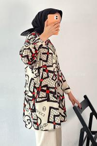 Modalamelif GG Desen Gömlek Siyah-Kemik