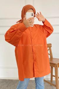 Modalamelif Önü Arka Düğme Detaylı Gömlek Tunik Taba