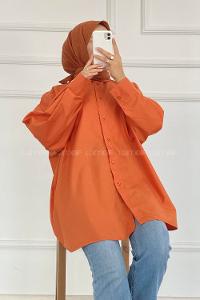 Modalamelif Önü Arka Düğme Detaylı Gömlek Tunik Taba