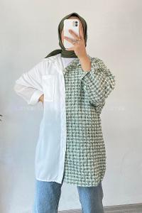 Modalamelif Pötikare Garnili Krinkıl Gömlek Çağla Yeşili