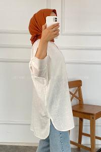 Modalamelif Yara_sa Kol Önü Kısa Arkası Uzun Gömlek Beyaz