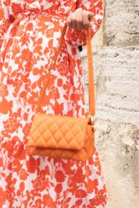 Lamelif Kapak Kilitli Kapitone Çanta Turuncu