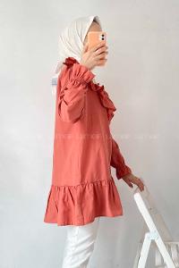 Modalamelif Önü Fırfır Detaylı Dantel Modelli Tunik Gül