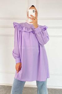 Modalamelif Önü Fırfırlı Tunik Eflatun