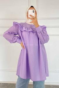 Modalamelif Önü Fırfırlı Tunik Eflatun