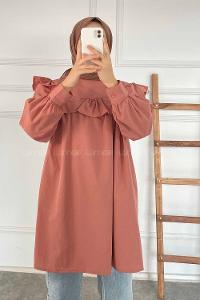 Modalamelif Önü Fırfırlı Tunik Gül Kurusu