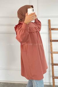 Modalamelif Önü Fırfırlı Tunik Gül Kurusu