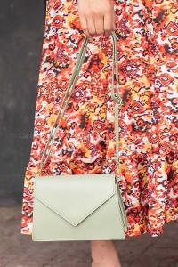 Modalamelif Zarf Model Kutu Omuz Çantası Çağla Yeşili