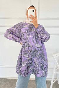 Modalamelif Soyut Desen Gömlek Lila