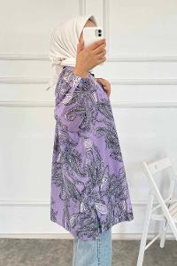 Modalamelif Soyut Desen Gömlek Lila