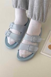 Modalamelif Paven Kadın Günlük Toka Detaylı Terlik Açık Mavi