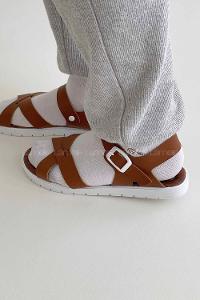 Modalamelif  Toka Kemer Model Sandalet Kahverengi