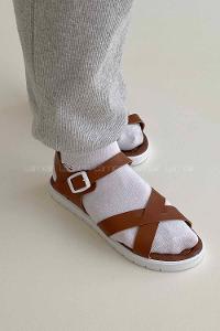 Modalamelif  Toka Kemer Model Sandalet Kahverengi