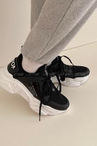 Modalamelif Yüksek Taban Siyah Spor Ayakkabı