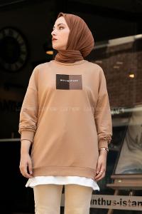 Modalamelif Etek Garnili Sweat Sütlü Kahve