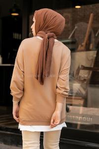 Modalamelif Etek Garnili Sweat Sütlü Kahve