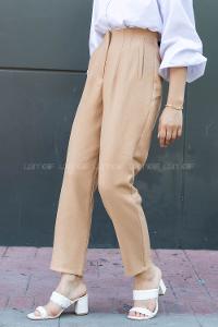 Ocher Cotton Fabric High Waist Comfortable Pants