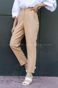 Ocher Cotton Fabric High Waist Comfortable Pants