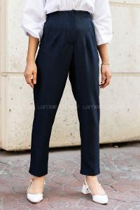 Navy Blue Cotton Fabric High Waist Comfortable Pants