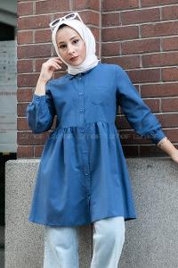 Modalamelif Tek Cepli Robalı Tunik İndigo