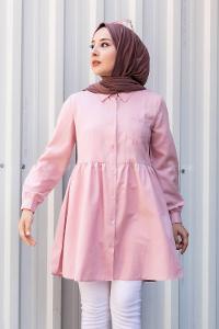 Modalamelif Tek Cepli Robalı Tunik Pudra