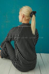 Modalamelif Çizgili Siyah Beyaz İkili Takım