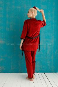 Modalamelif Fransız Kadife 3 Lü Pijama Takımı Bordo