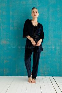 Modalamelif Fransız Kadife 3 Lü Pijama Takımı Siyah